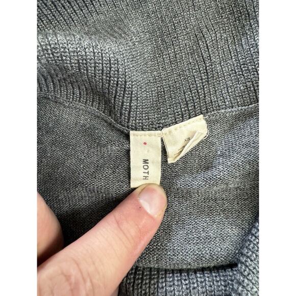 Moth By Anthropologie Turtle Neck Pullover Sweater Womens XS Gray Rib Knit - Picture 3 of 8